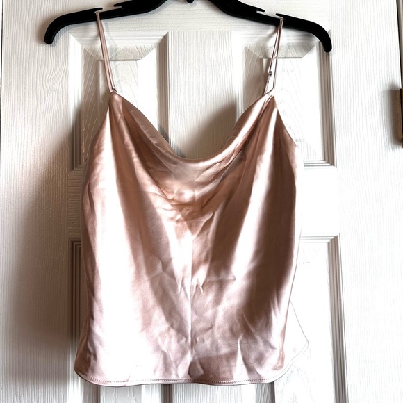 ZARA Satin Cowl Neck Tank Top Blush Pink Small - Picture 1 of 6
